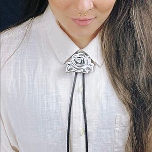 Rose Bolo Tie Handmade unique one of a kind unisex Upcycled